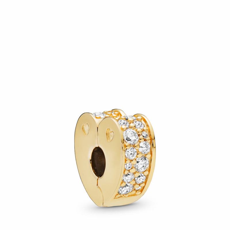 Pandora Shine™ Sparkling Arcs Of Love Clip Charm - 18ct Gold Plated/Silicone/Cubic Zirconia - Canada